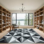 Modern Monochromatic Geometric Three Dimensional Prism Rug