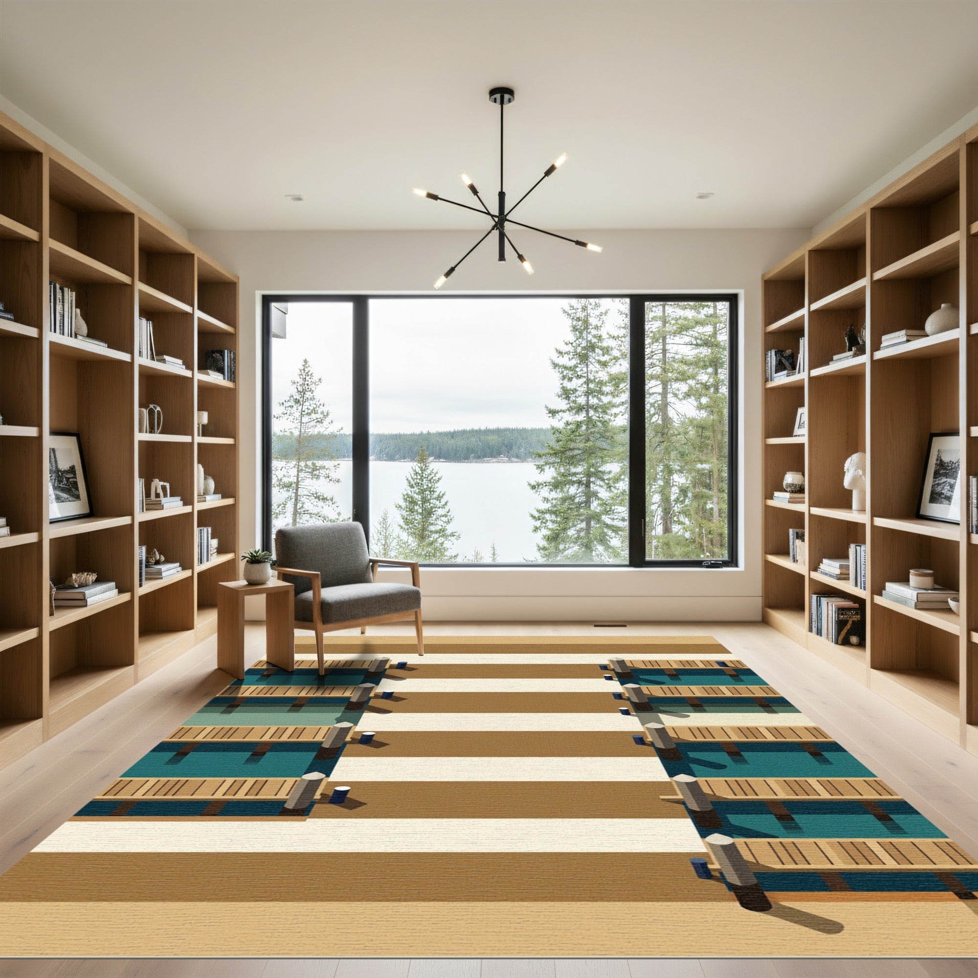 Minimalist Nautical Dock striped Rug