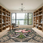 Pink Heart Floral Bouquet Damask Rug