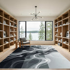 Monochrome Abstract Smoke Wave Rug