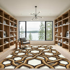 Geometric Intertwined Hexagon Cream Rug