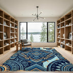 Midnight Blue Geometric Tribal Medallion Rug