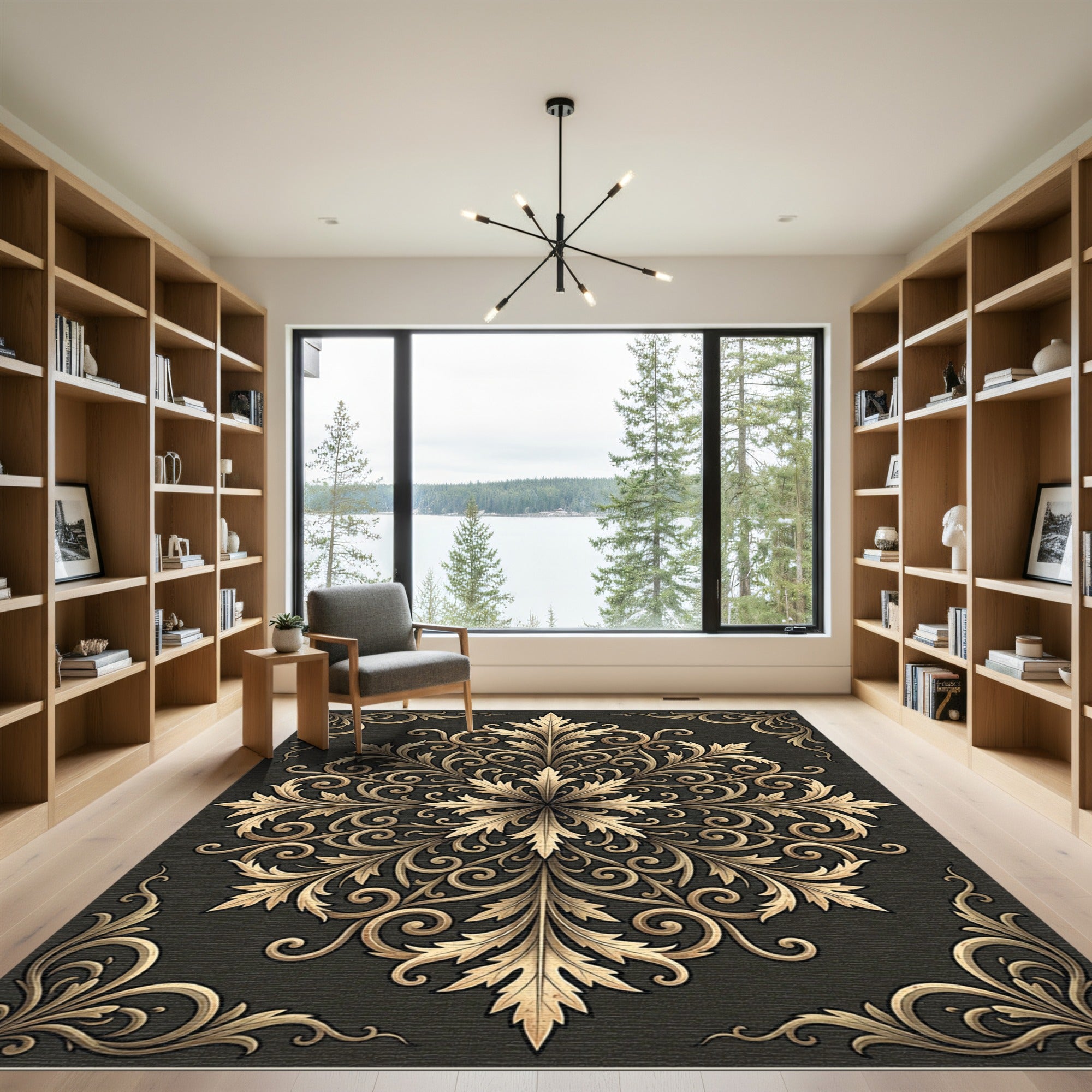 Regal Gold Acanthus Leaf Medallion Rug