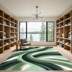 Verdant Green Swirl Abstract Rug
