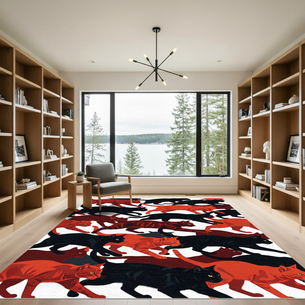 Crimson Black Cats March Composition Rug