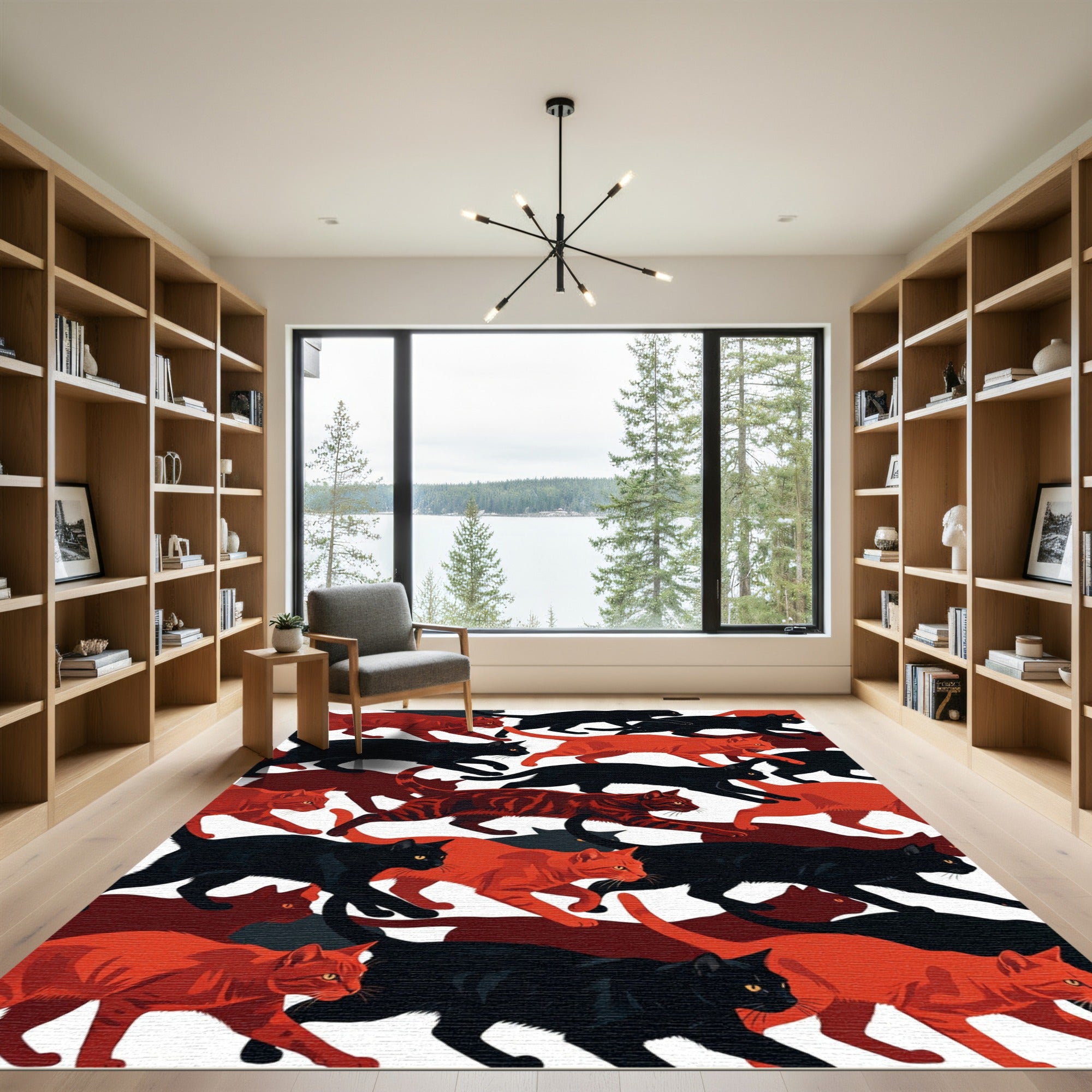 Crimson Black Cats March Composition Rug