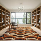 Retro Orange and Cream Wave Rug