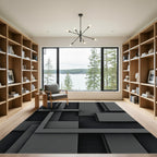 Monochrome Geometric Interlocking Shapes Rug