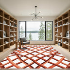 Interwoven Terracotta Wavy Lattice Texture Rug
