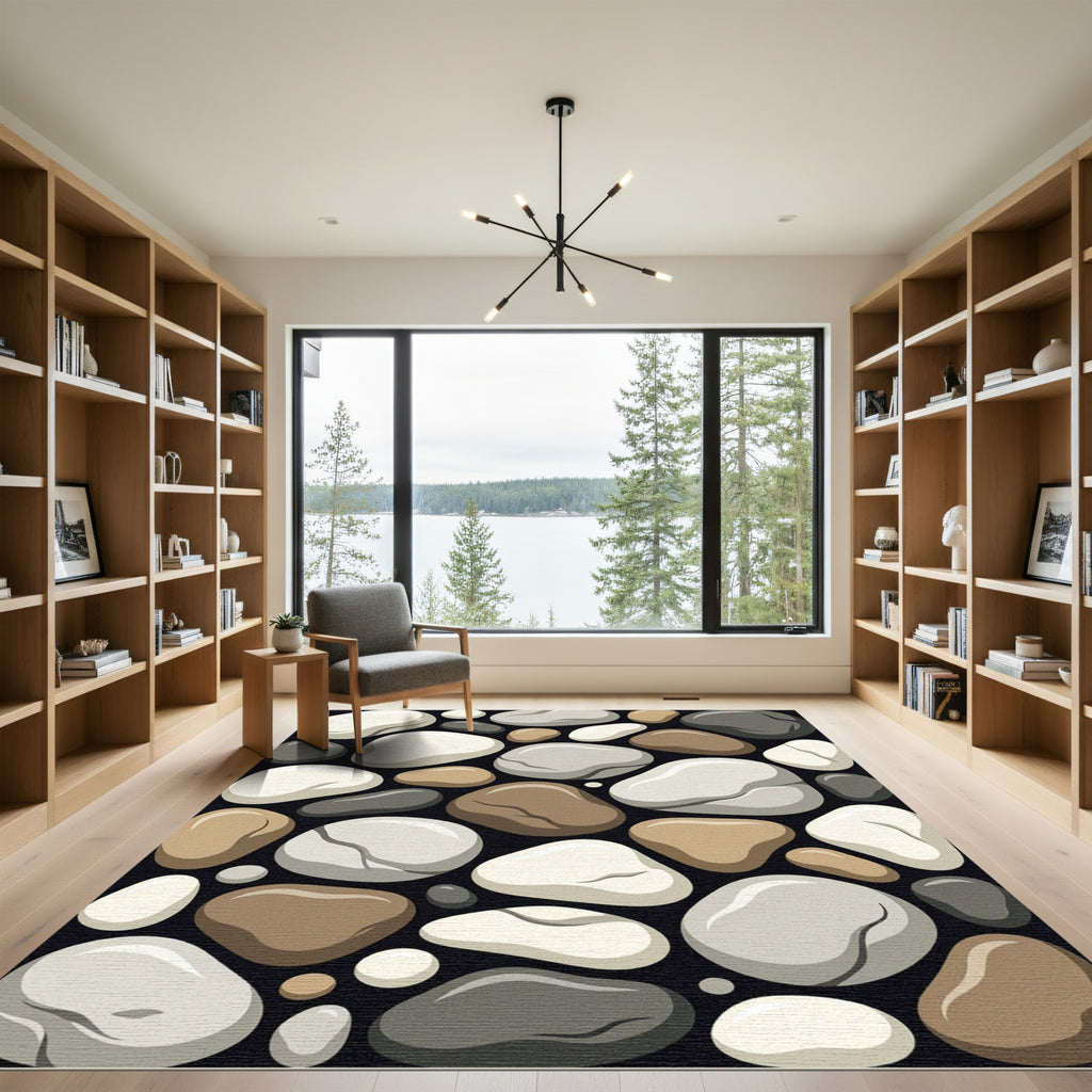 Smooth River Stone Aggregate Texture Rug