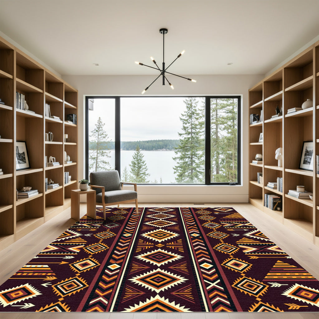 Earthy Geometric Aztec Diamond Stripe Rug