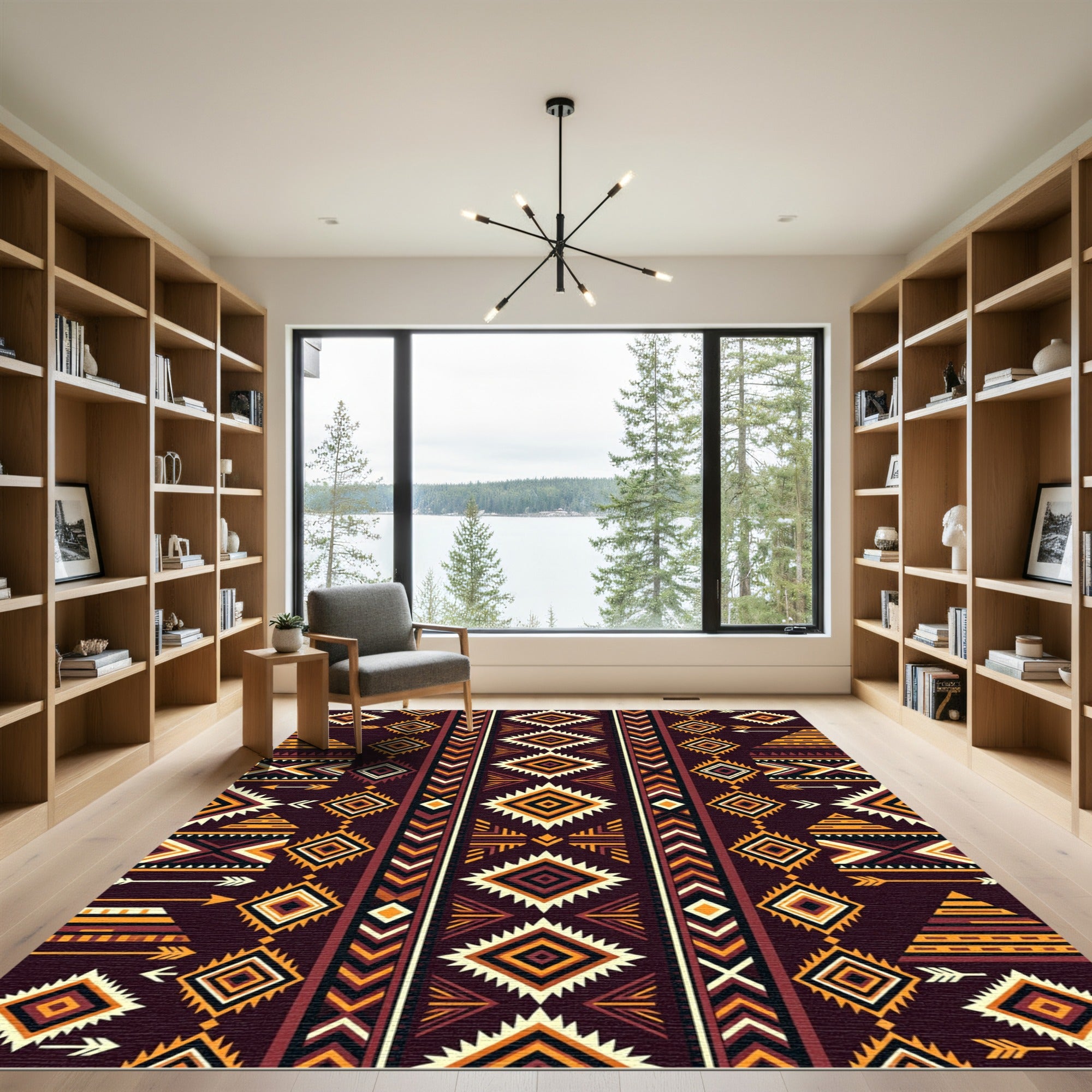 Earthy Geometric Aztec Diamond Stripe Rug