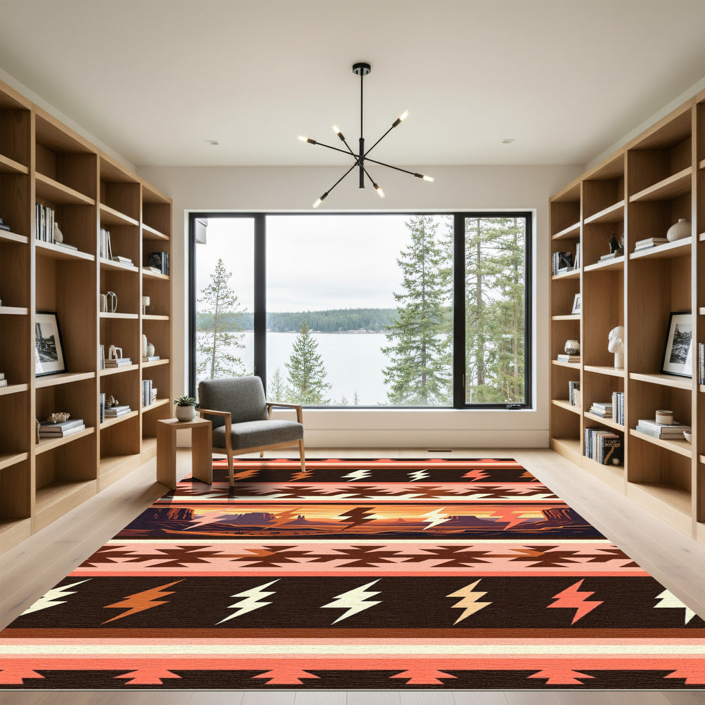 Sunset Mesa Lightning Tribal Stripes Rug