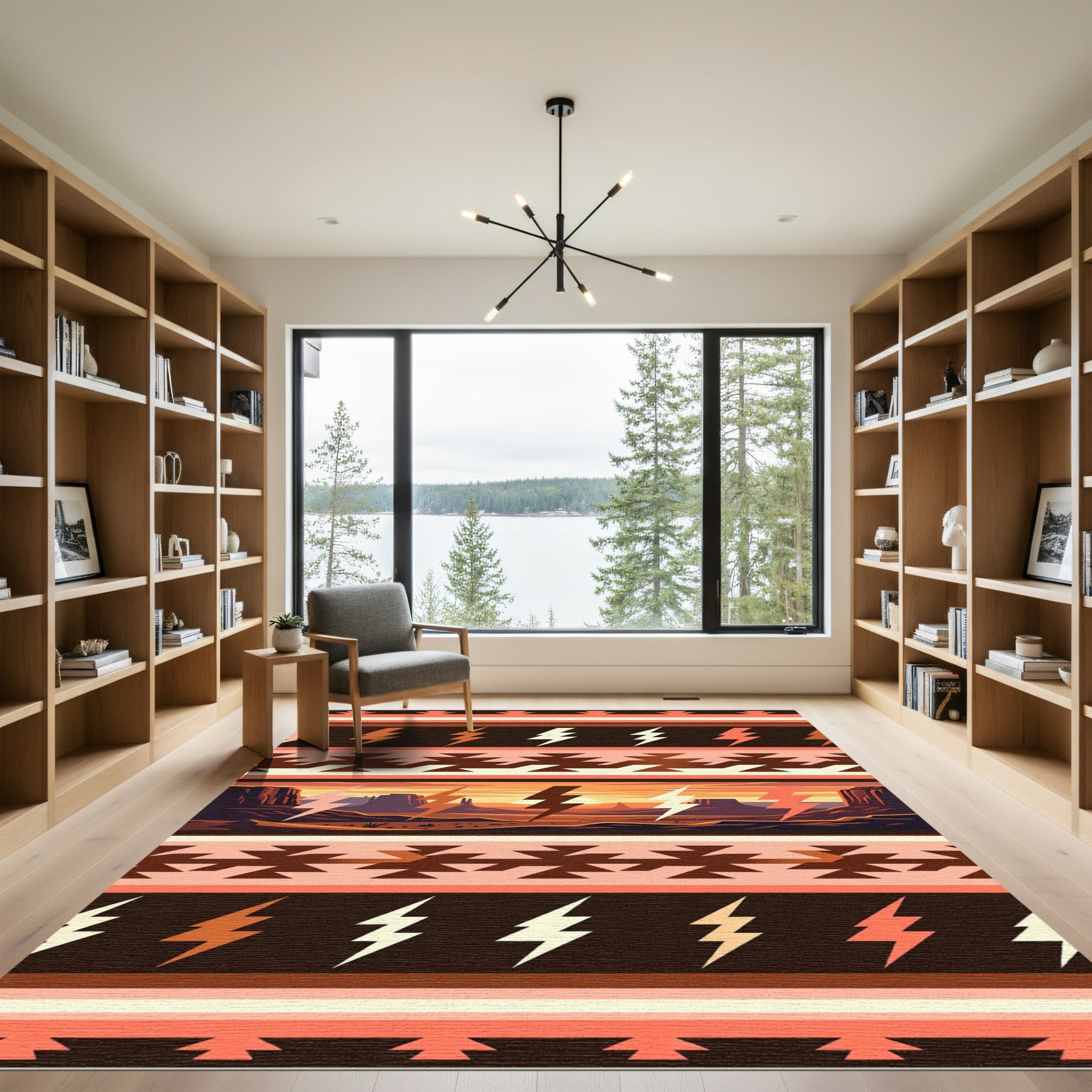 Sunset Mesa Lightning Tribal Stripes Rug