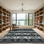 Tribal Geometric Symbols Stripes Rug