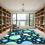 Modern Teal Circles Abstract Composition Rug