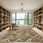 Neutral Woven Herringbone Texture Rug
