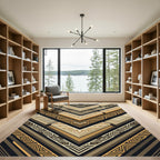 Golden Brown Geometric Chevron Accordion Rug
