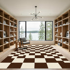 Modern Brown and Cream Irregular Checkered Rug