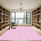 Pink Abstract Swirl Lines Rug