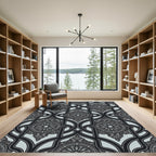 Intricate Geometric Mandala Grey Rug