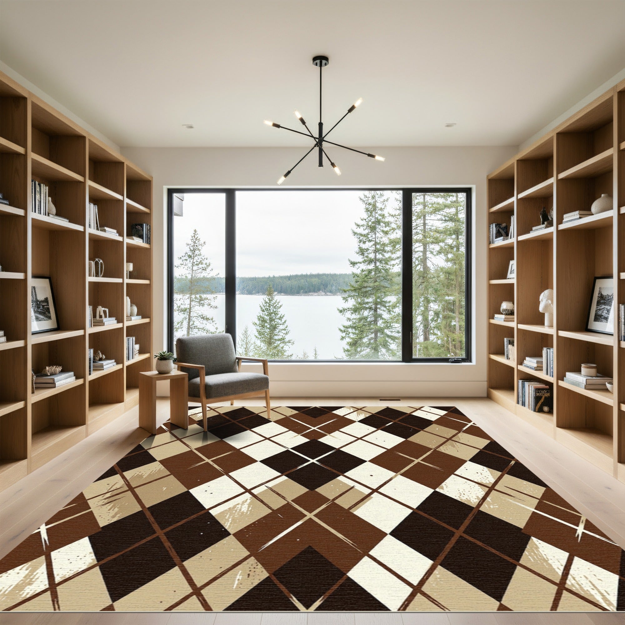 Brown Diamond Textured Geometric Rug