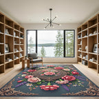 Elegant Pink Floral Rose Medallion Rug