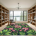 Vibrant Geometric Pink Floral Garden Rug