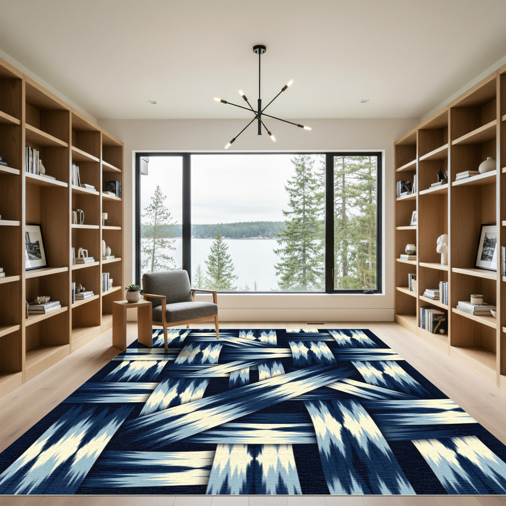 Woven Indigo Diamond Band Rug