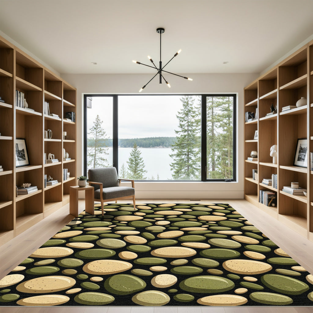 Olive And Tan Pebble Arrangement Rug