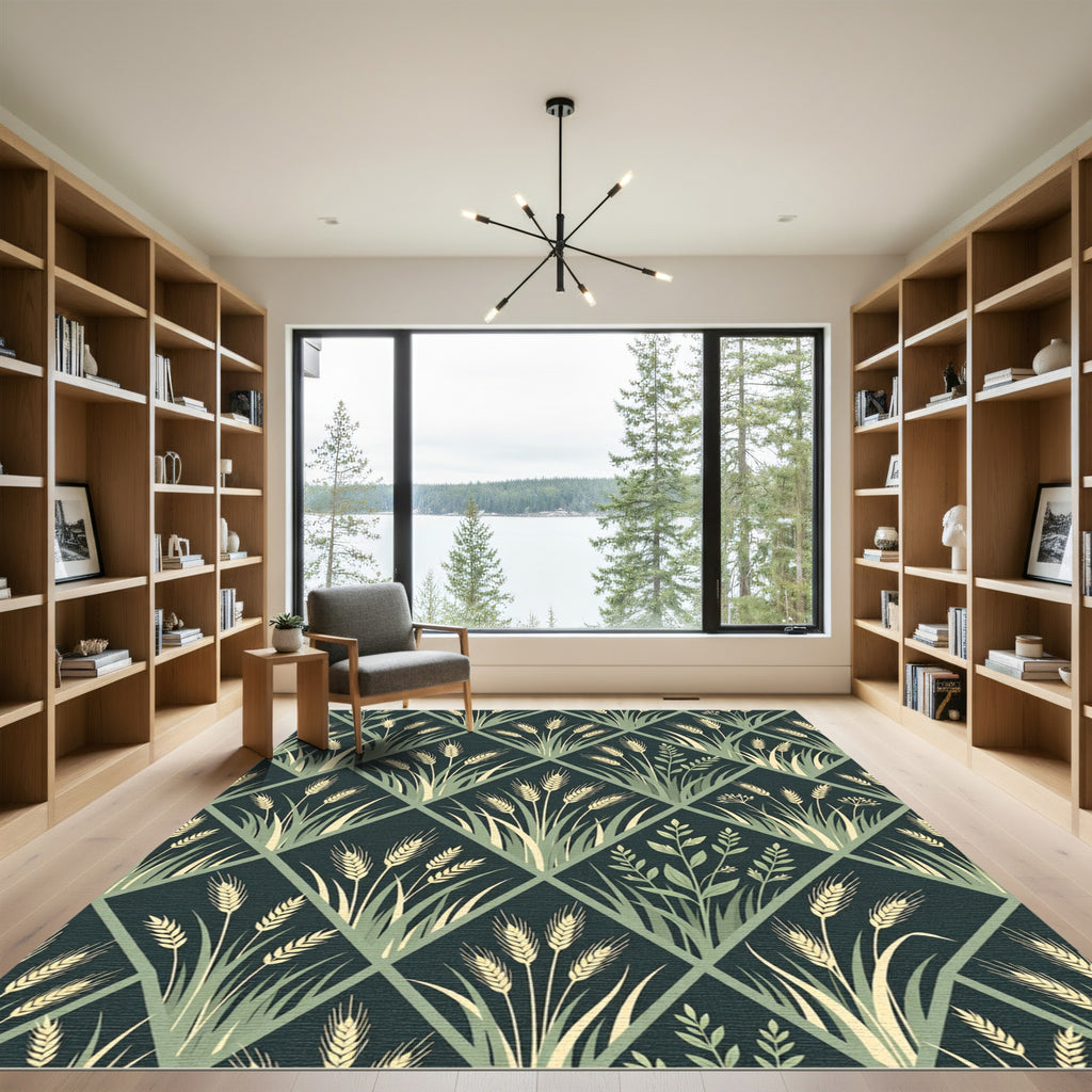 Earthy Golden Wheat Diamond Trellis Rug