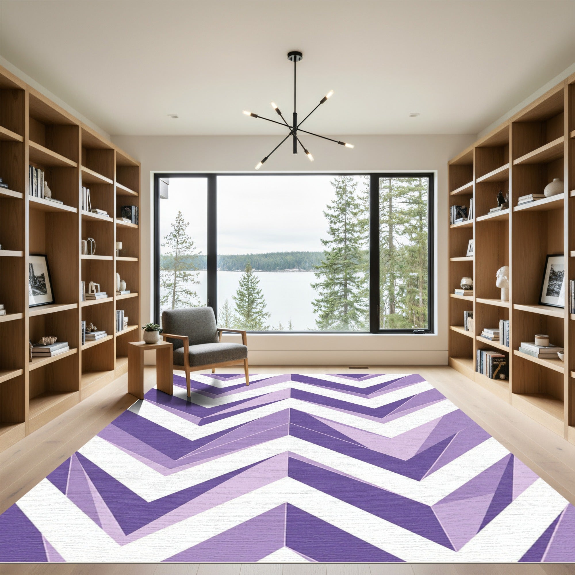 Modern Lavender Chevron Geometric Rug