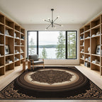 Ornate Earthy Brown Floral Medallion Rug