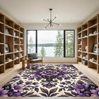 Elegant Violet Floral Symmetry Illustration Rug