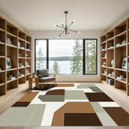 Modern Earthy Geometric Block Composition Rug