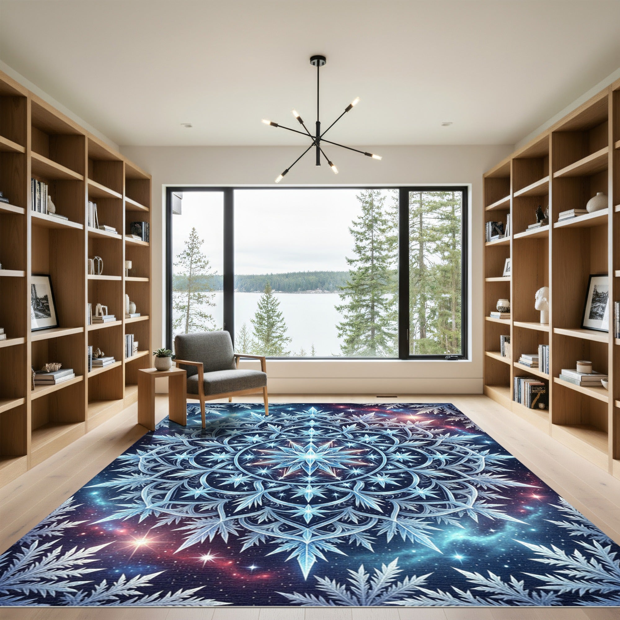 Celestial Frozen Starry Winter Mandala Rug