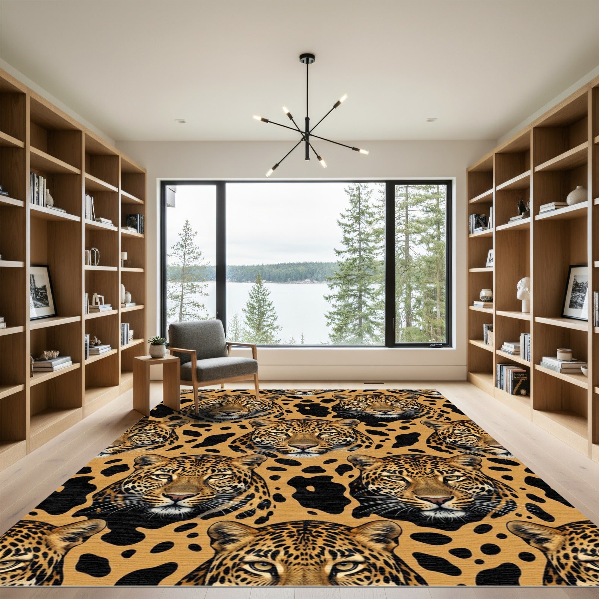 Bold Safari Leopard Animal Face Rug