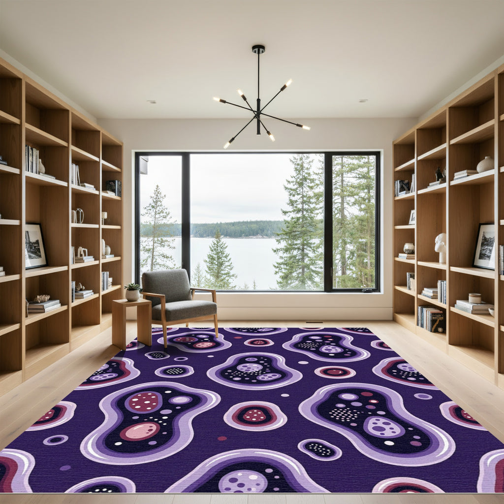 Purple Amoeba Bubbles Organic Shapes Rug