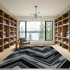Modern Charcoal Zigzag Chevron Smoke Rug