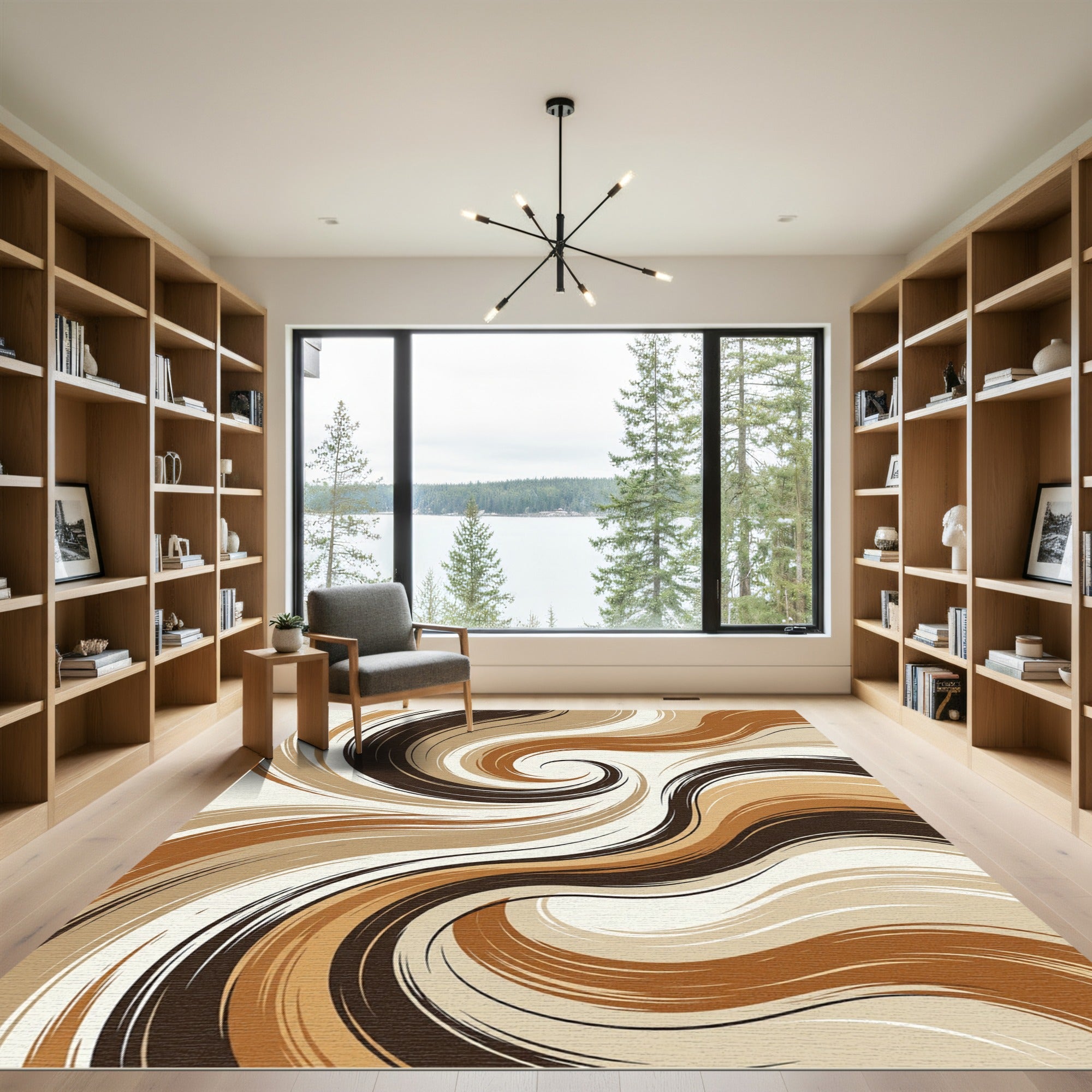 Modern Abstract Earthy Swirl Rug