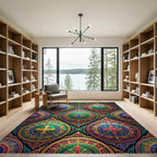 Ornate Jewel Tone Mandala Cross Tapestry Rug