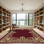 Regal Crimson Gold Baroque Border Rug