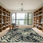 Sage Green Chevron Botanical Foliage Rug