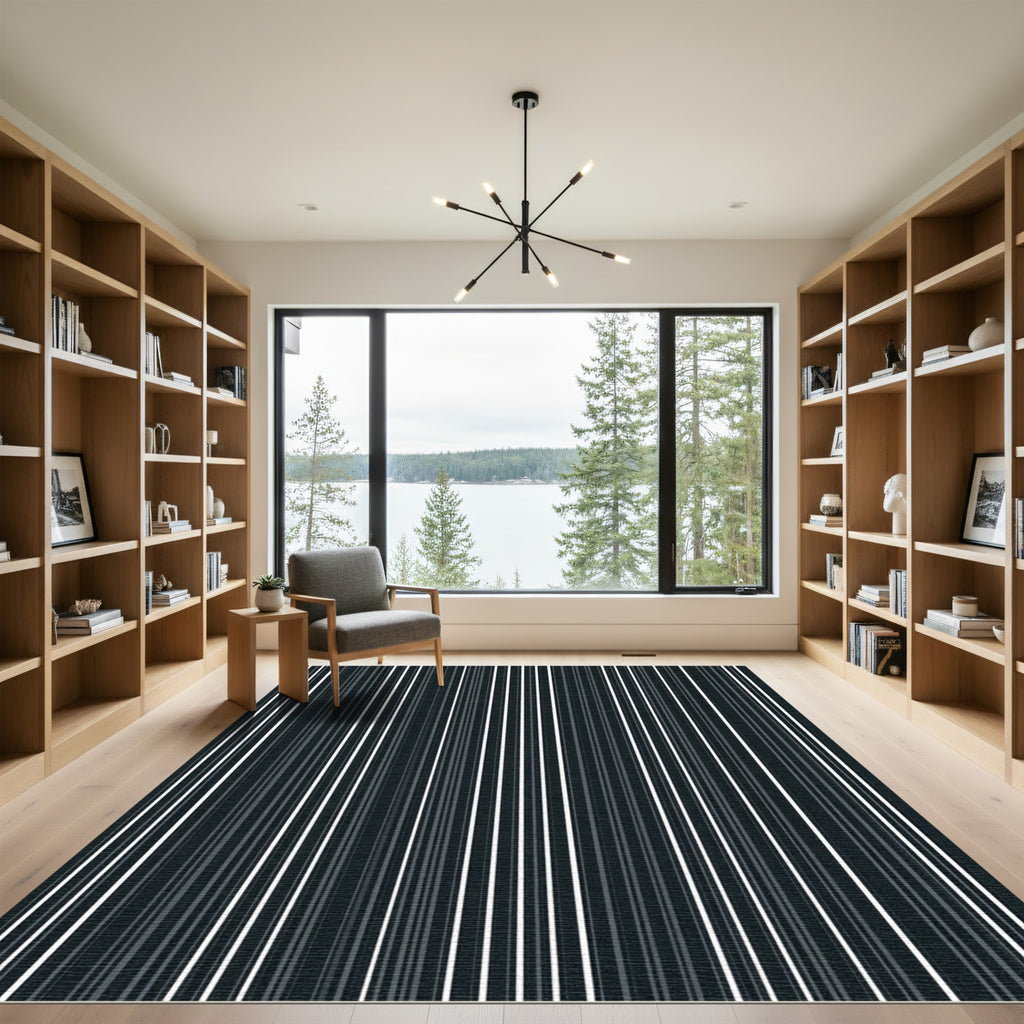 Monochromatic Minimalist Linear Stripe Rug