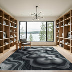 Monochrome Contour Topographical Ripple Rug