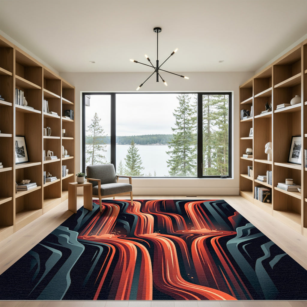 Abstract Molten Lava Cascading Waterfall Rug