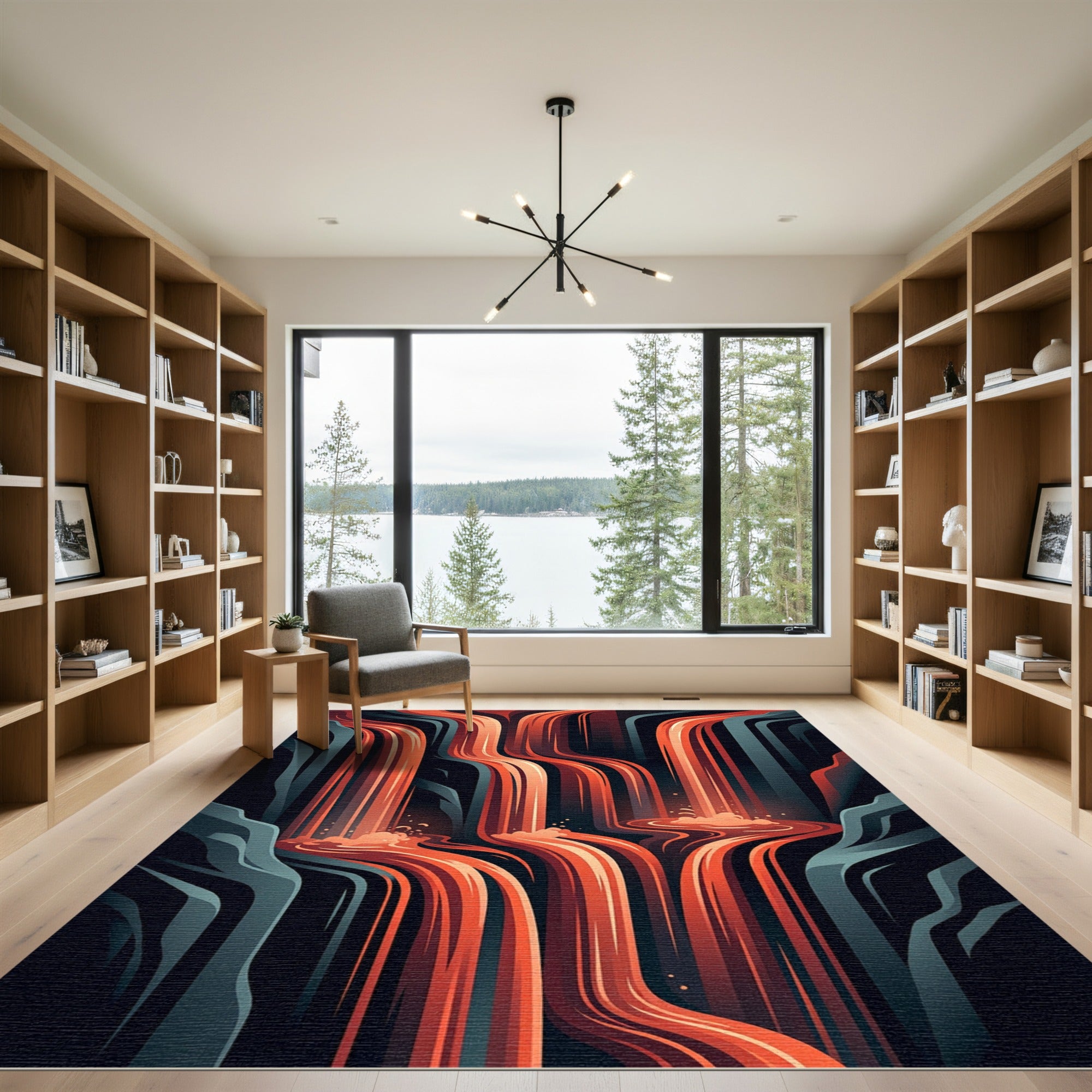 Abstract Molten Lava Cascading Waterfall Rug