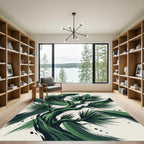 Modern Emerald Pine Branch Artwork Rug