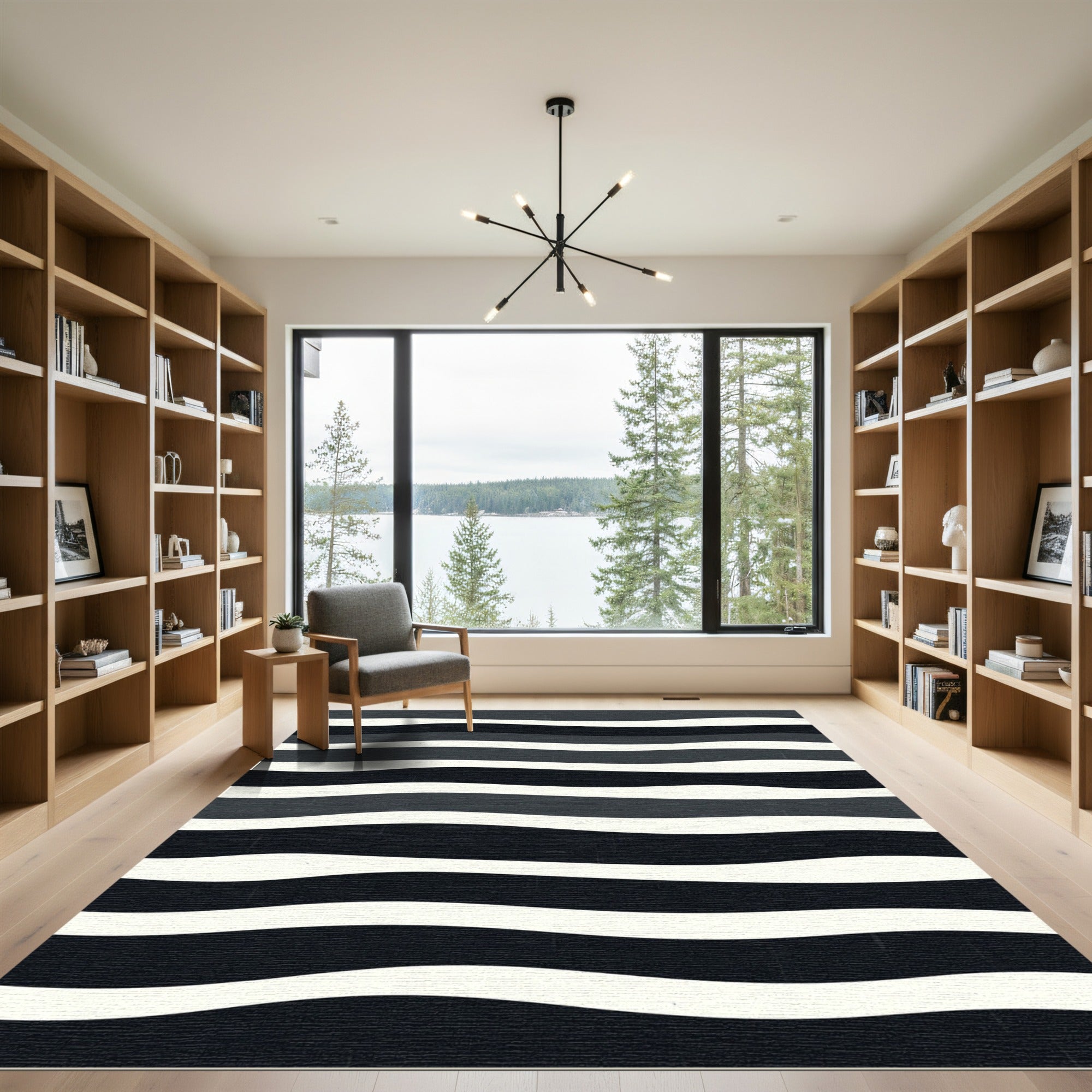 Monochromatic Wavy Stripe Rug
