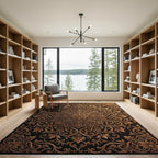 Intricate Gold Scrollwork Medallion Rug